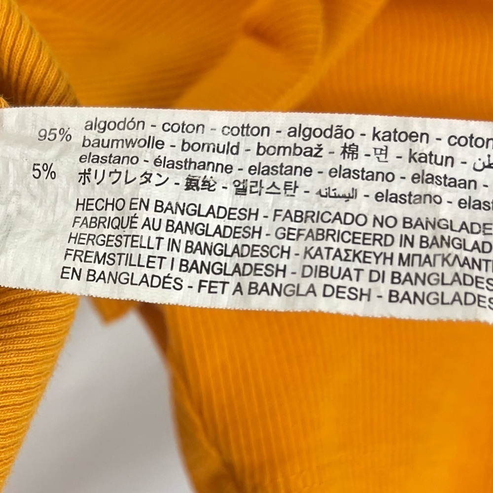 Zara Medium Ribbed Ruffle Shoulder Bodysuit Mustard Yellow Orange Retro - Picture 10 of 12